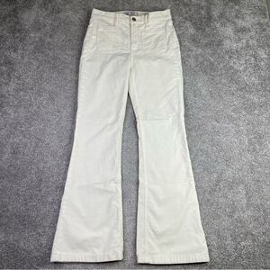 Gap Pants Women’s 25 Petite Ivory Flare High Rise Corduroy Patch Pockets Preppy